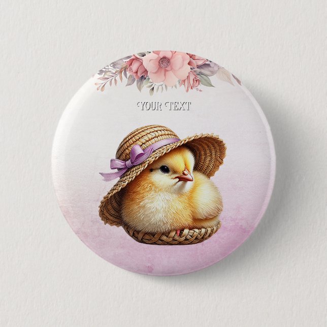 Knopf "Little Chick Pink Ribbon" Button (Vorderseite)