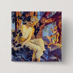 Knopf: Mädchen mit Elfen - durch Maxfield Parrish Button