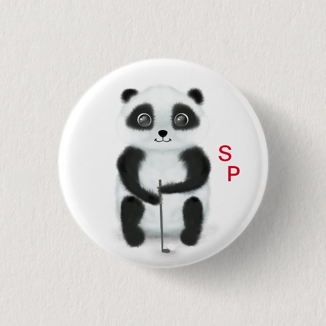 Knopf mit Panda Golf spielen Button (Vorderseite)