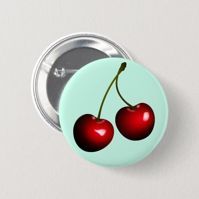 Knopf mit roten Kirschen Button (Vorne & Hinten)