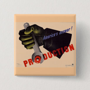 Knopf mit vintage Poster aus dem Zweiten Weltkrieg Button
