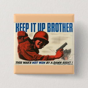 Knopf mit vintage Poster aus dem Zweiten Weltkrieg Button
