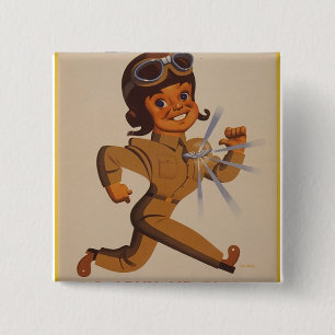 Knopf mit vintage Poster aus dem Zweiten Weltkrieg Button