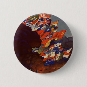 Knopf mit vintage Poster aus dem Zweiten Weltkrieg Button