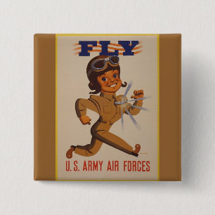 Knopf mit vintage Poster aus dem Zweiten Weltkrieg Button
