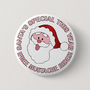 Knopf "Mustache Rides" des Weihnachtsmanns Button