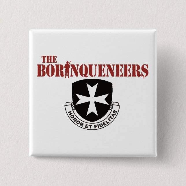 Knopf - quadratisches Borinqueneers Button (Vorderseite)
