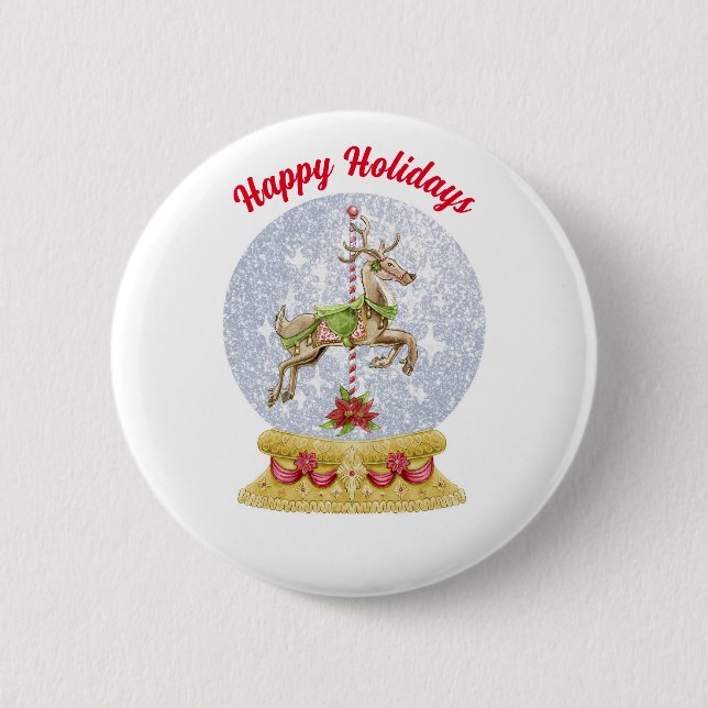 Knopf Rentier in Snow Globe Button (Vorderseite)