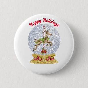 Knopf Rentier in Snow Globe Button
