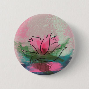 Knopf, rosa Blumen-Malerei Button