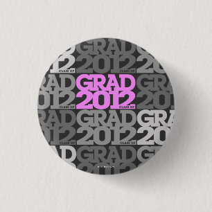 Knopf-Rosa-Schwarz-Muster der Abschlüsse-2012 Button