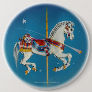 Knopf-- rot, weißes u. Blaueskarussell-Pferd Button