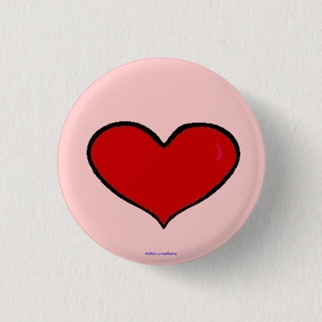 Knopf - rotes Herz Button (Vorderseite)