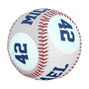KNOPF RUNDE Streifen blau weiß + Ihr Text Baseball