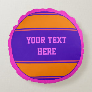 KNOPF RUNDE Streifen orange violett + deine Idee Rundes Kissen