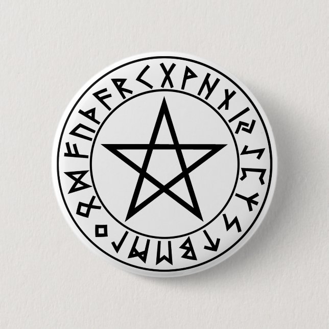 Knopf Rune-Pentagramm Button (Vorderseite)