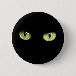 Knopf schwarze Katze grüne Augen Button