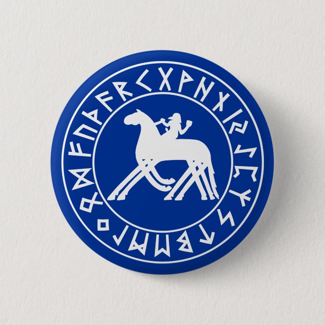 Knopf Sleipnir Schild auf Schwarzem Button (Vorderseite)