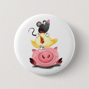 Knopf Spaß für Schweine und Maus Button
