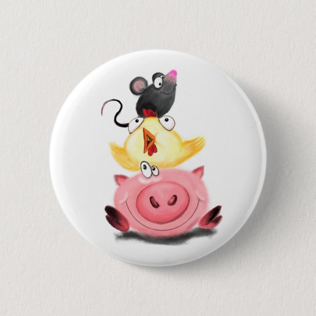 Knopf Spaß für Schweine und Maus Button (Vorderseite)