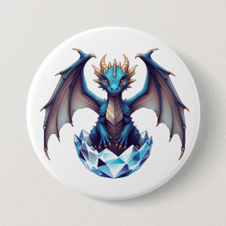 Knopfdrache schlüpft aus kristallinem Ei Button