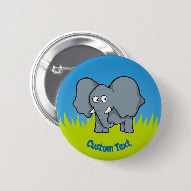 Knopfdruck des grauen Elefanten-Cartoon Button (Vorne & Hinten)