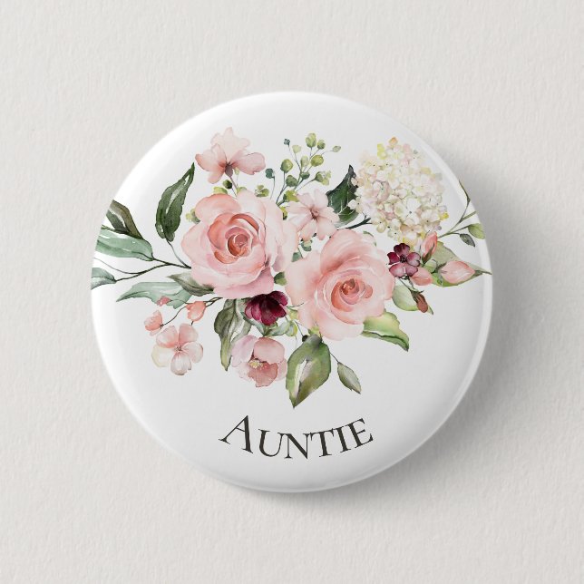 Knopfdruck Roses Baby Showknopf Knopfdruck Button (Vorderseite)