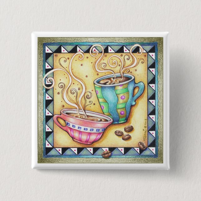 KNÖPFE - COOLE BEANS! COFFEE-KUNST BUTTON (Vorderseite)