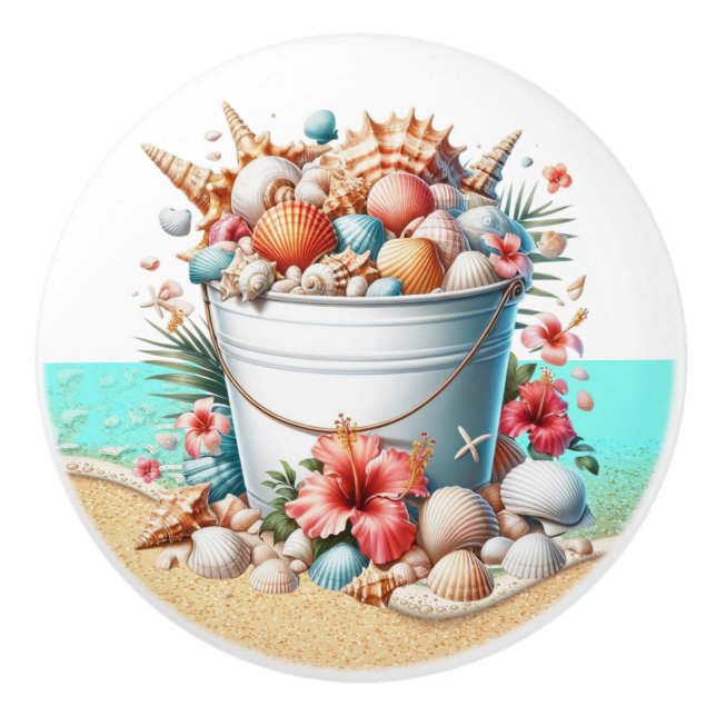 Knöpfe für die Muschel am Strand - SRF Keramikknauf (Vorderseite)