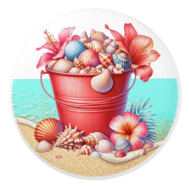 Knöpfe für die Muschel am Strand - SRF Keramikknauf (Vorderseite)