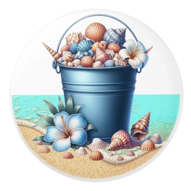 Knöpfe für die Muschel am Strand - SRF Keramikknauf (Vorderseite)