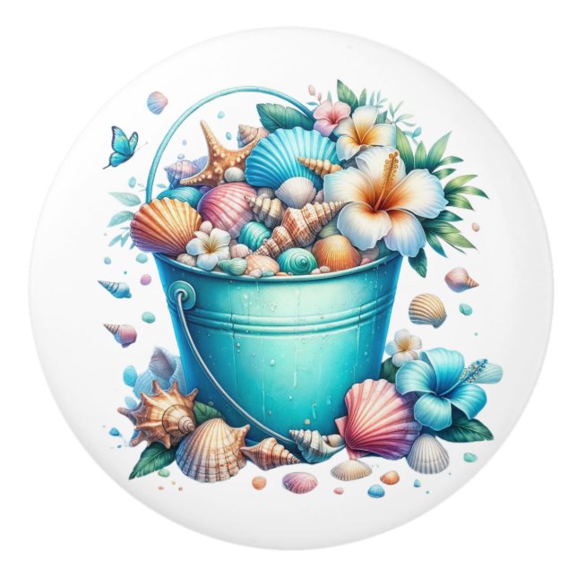 Knöpfe für die Muschel am Strand - SRF Keramikknauf (Vorderseite)