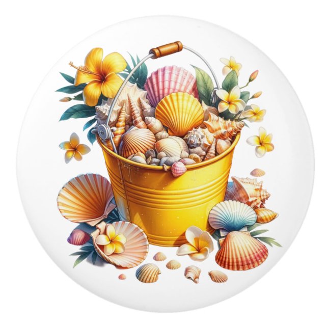 Knöpfe für die Muschel am Strand - SRF Keramikknauf (Vorderseite)