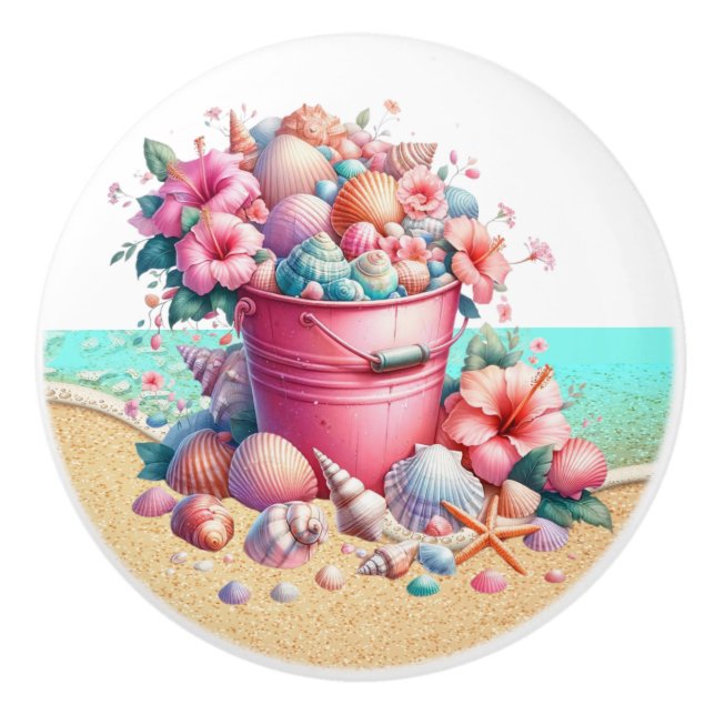 Knöpfe für die Muschel am Strand - SRF Keramikknauf (Vorderseite)