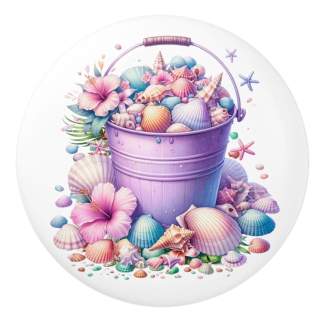 Knöpfe für die Muschel am Strand - SRF Keramikknauf (Vorderseite)