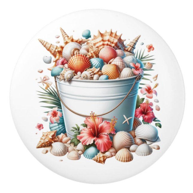 Knöpfe für die Muschel am Strand - SRF Keramikknauf (Vorderseite)