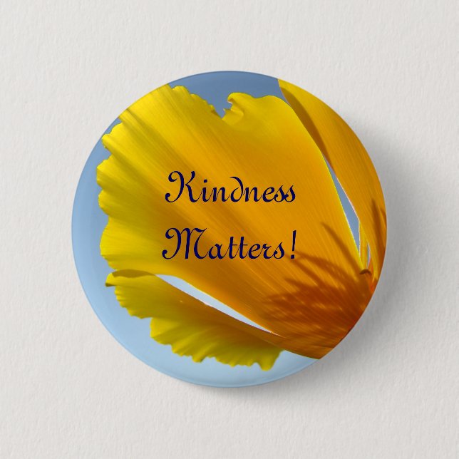 Knöpfe Orange Mohnblumen - Freundlichkeit zählt! Button (Vorderseite)