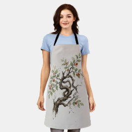 Knorriger Baum & Rote Früchte Aquarell Schürze