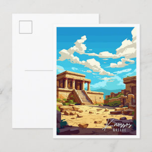 Knossos Griechenland Kunst Vintage-Reiseillustrati Postkarte
