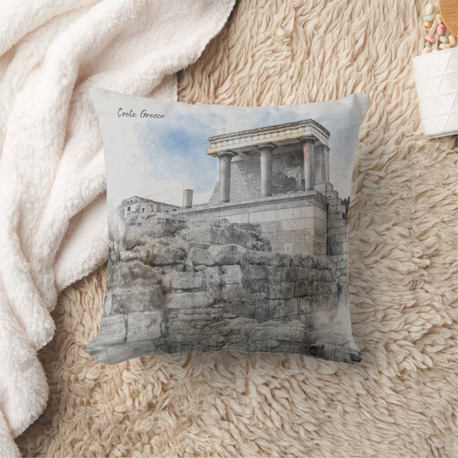 Knossos Palace Crete Throw Pillow - Altes Griechen Kissen (Decke)