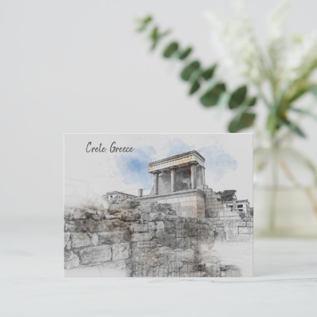 Knossos Palace Krete Griechenland Postcard - Alt Feiertagspostkarte (Stehend Vorderseite)