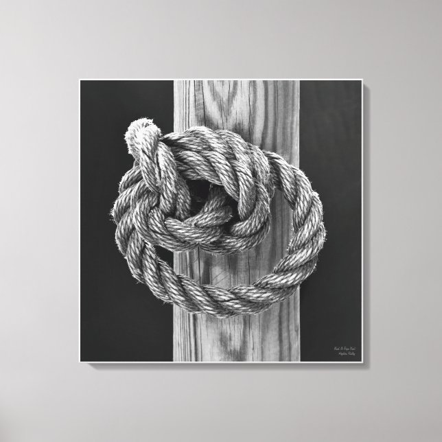 Knot A Rope Knot, schöne Kunst schwarz-weiß Leinwanddruck (Vorderseite)