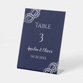 Knot Nautical Rope White Navy Hochzeitsfeier Tisch Sockelschild