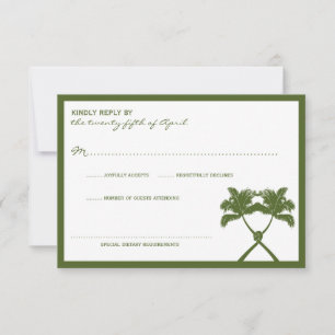 Knot Palm Trees Beach Tropical Wedding Moderner Ch RSVP Karte