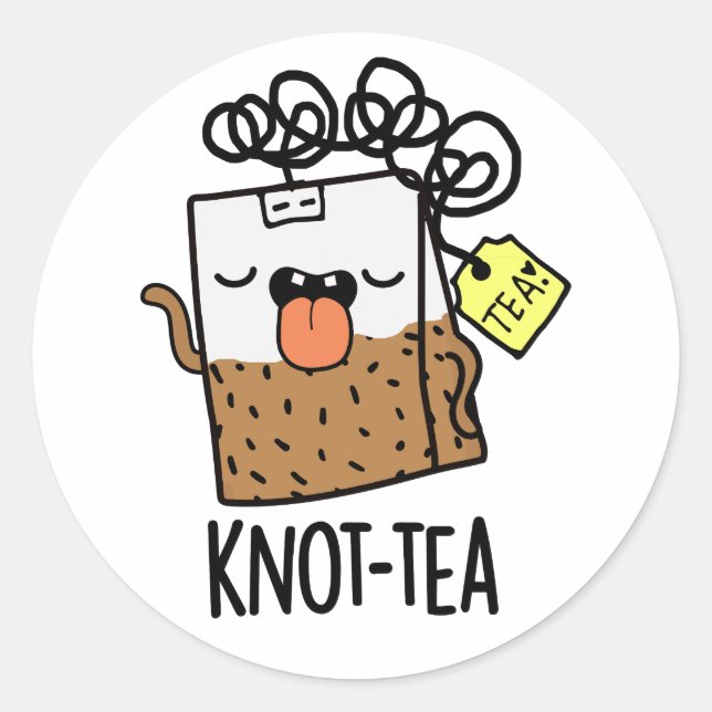 Knot-tea Funny Tea Pun Runder Aufkleber (Vorderseite)
