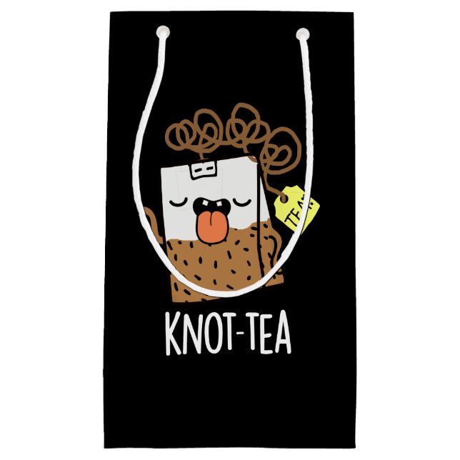 Knot-tea Funny Tee Pun Dark BG Kleine Geschenktüte (Vorderseite)