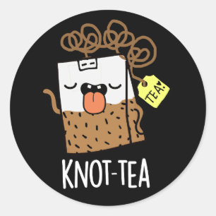Knot-tea Funny Tee Pun Dark BG Runder Aufkleber