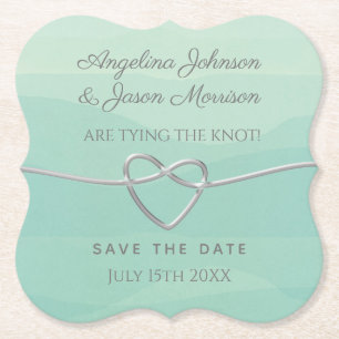 Knoten Binden Mint & Silber Hochzeit Save The Date Untersetzer