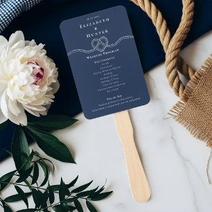 Knoten für das Seilherz in Navy-Hochzeitsprogramm  Fächer