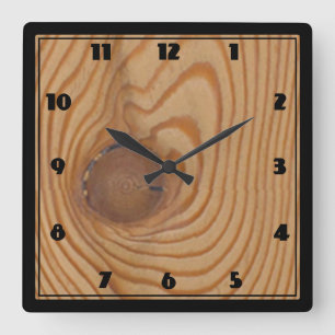 knotige Fichte Quadratische Wanduhr